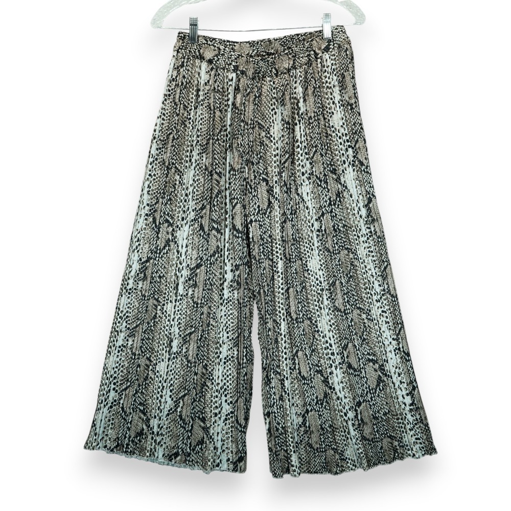 NWT Belle France‎ Wide Leg Pleated Pants Snake Pattern Sz M MSRP $118 Italy Made